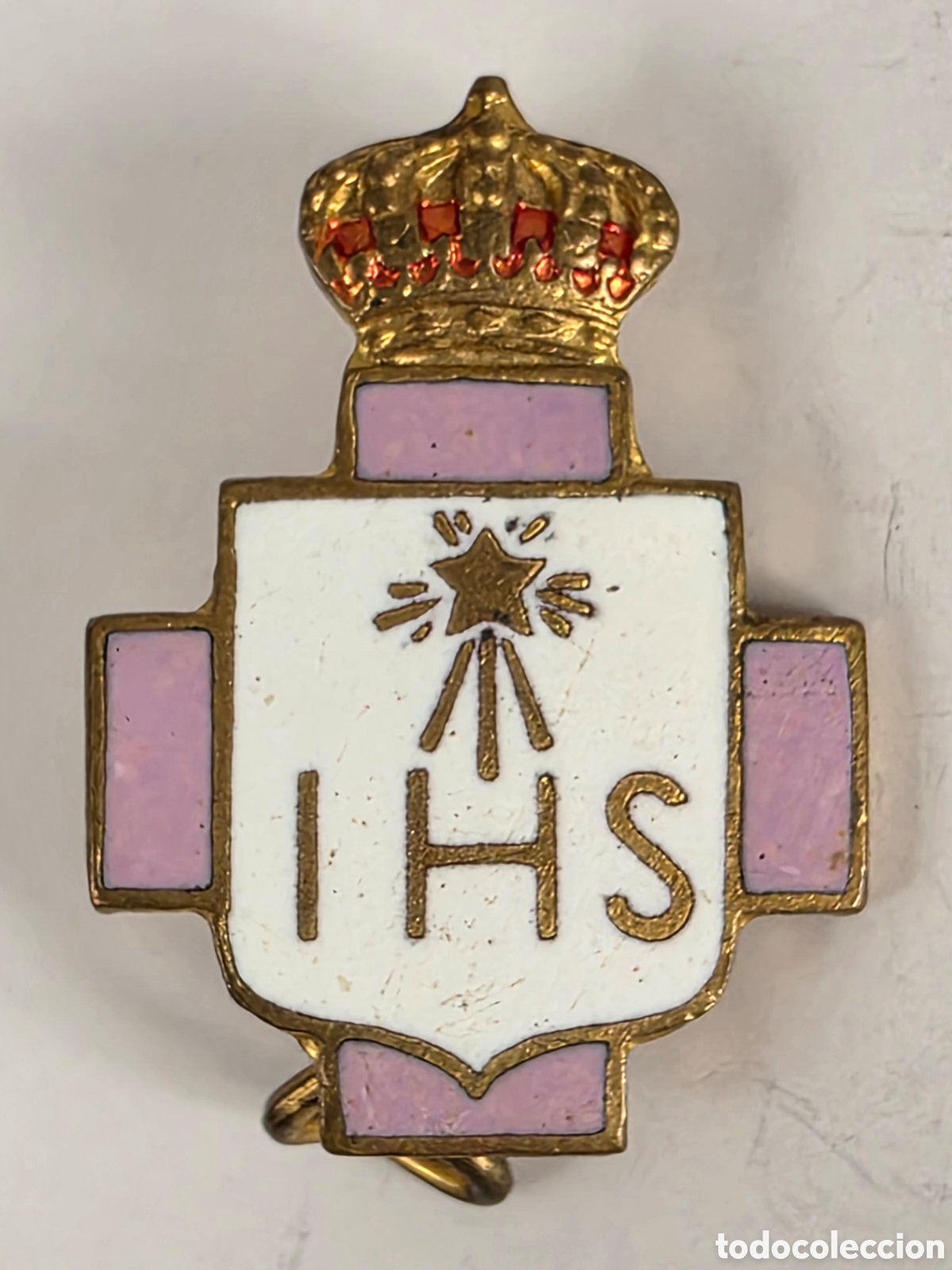 Pins de cole&ccedil;&atilde;o: Insignia Esmaltada aguja Cruz IHS - Jesucristo - Compa&ntilde;&iacute;a de Jes&uacute;s Jesuitas