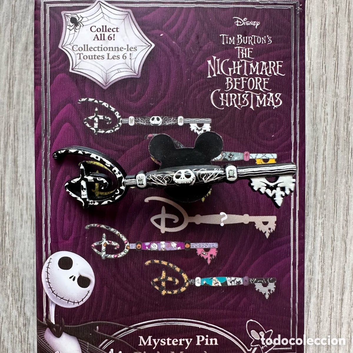 Pins de colecci&oacute;n: Pin llave misterioso coleccionable Pesadilla antes de Navidad, Disney Store. Jack Skelleton.