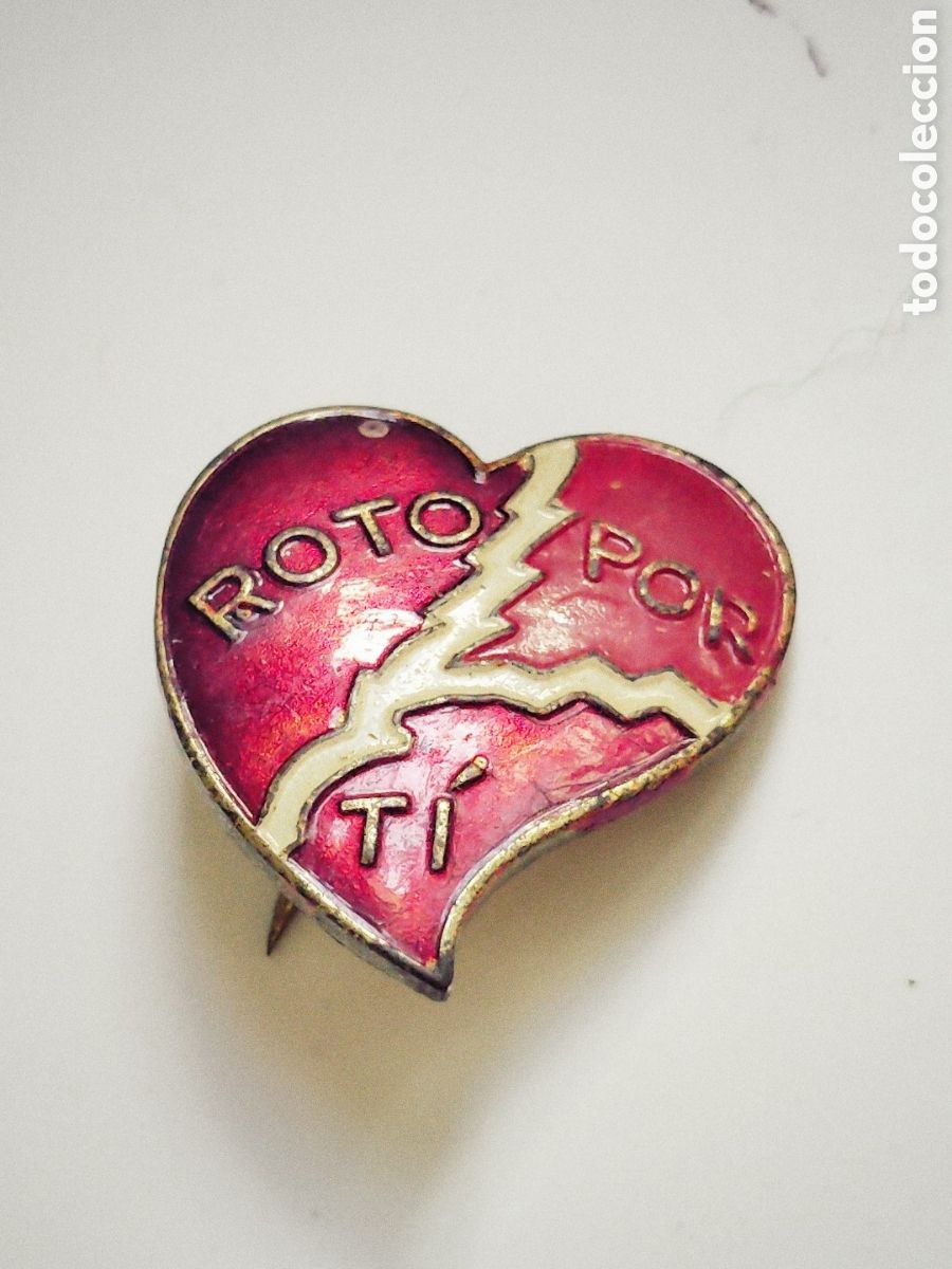 Pins de colecci&oacute;n: PIN BROCHE A&Ntilde;OS 50. CORAZON ROTO POR TI. ESMALTADO. DE ALFILER