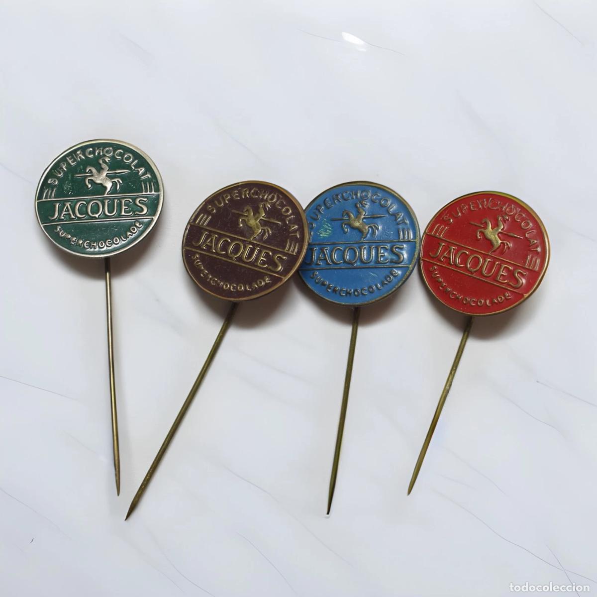 Pins de colecci&oacute;n: Lote Pins x4 Chocolate Jacques Metal esmaltado A&ntilde;os 60 Publicidad Retro