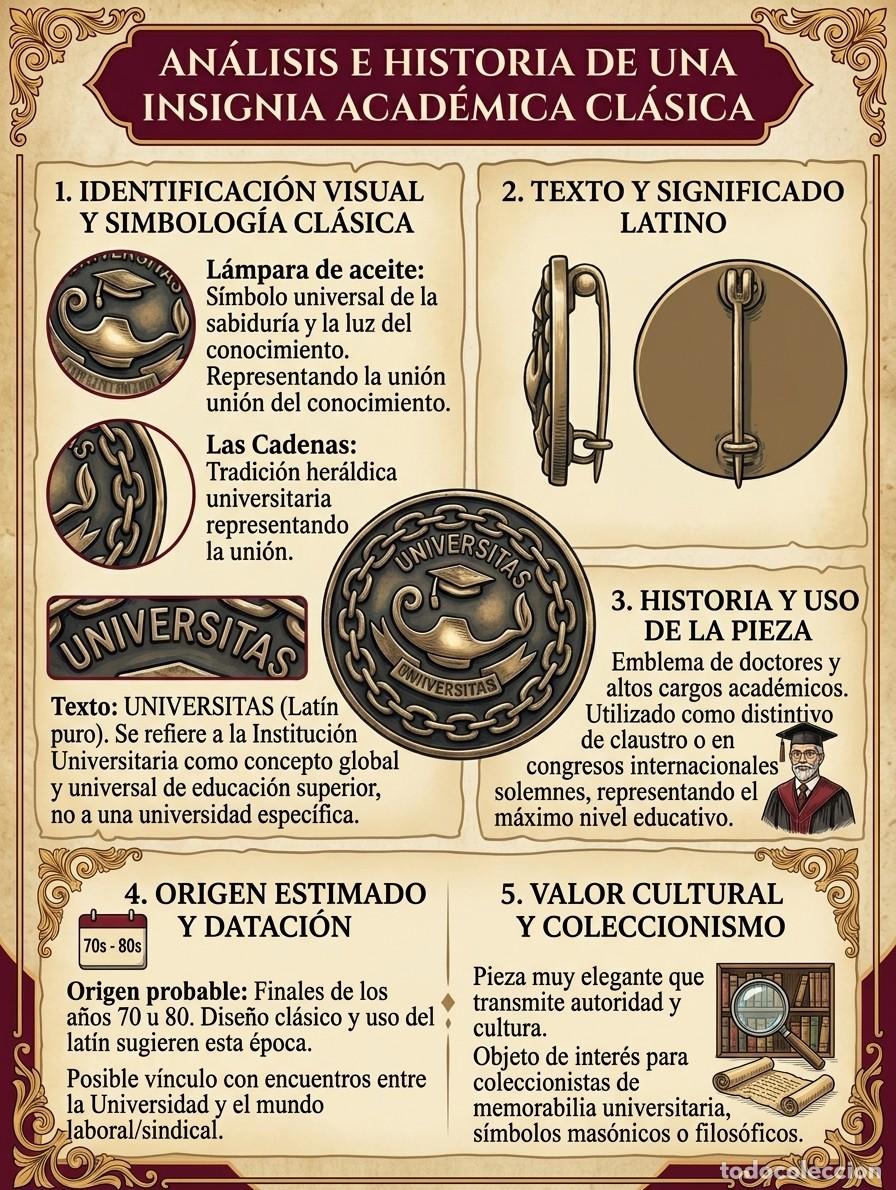 Pins de colecci&oacute;n: Insignia Universitas (A&ntilde;os 70) L&aacute;mpara Sabidur&iacute;a