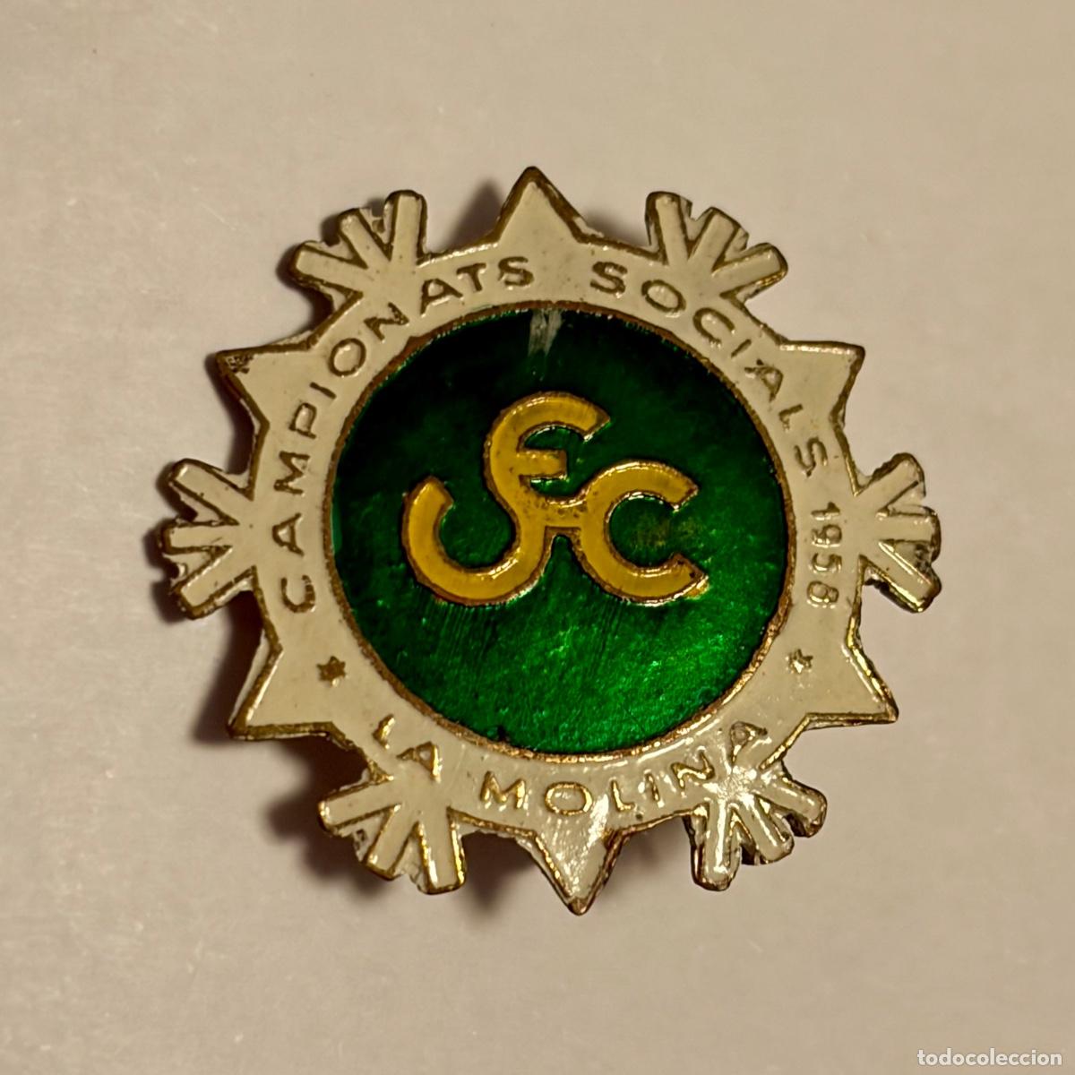 Pins de colecci&oacute;n: INSIGNIA UNIO EXCURSIONISTA CATALUNYA - UEC - CAMPEONATO LA MOLINA 1958 - MONTA&Ntilde;ISMO - ESQUI