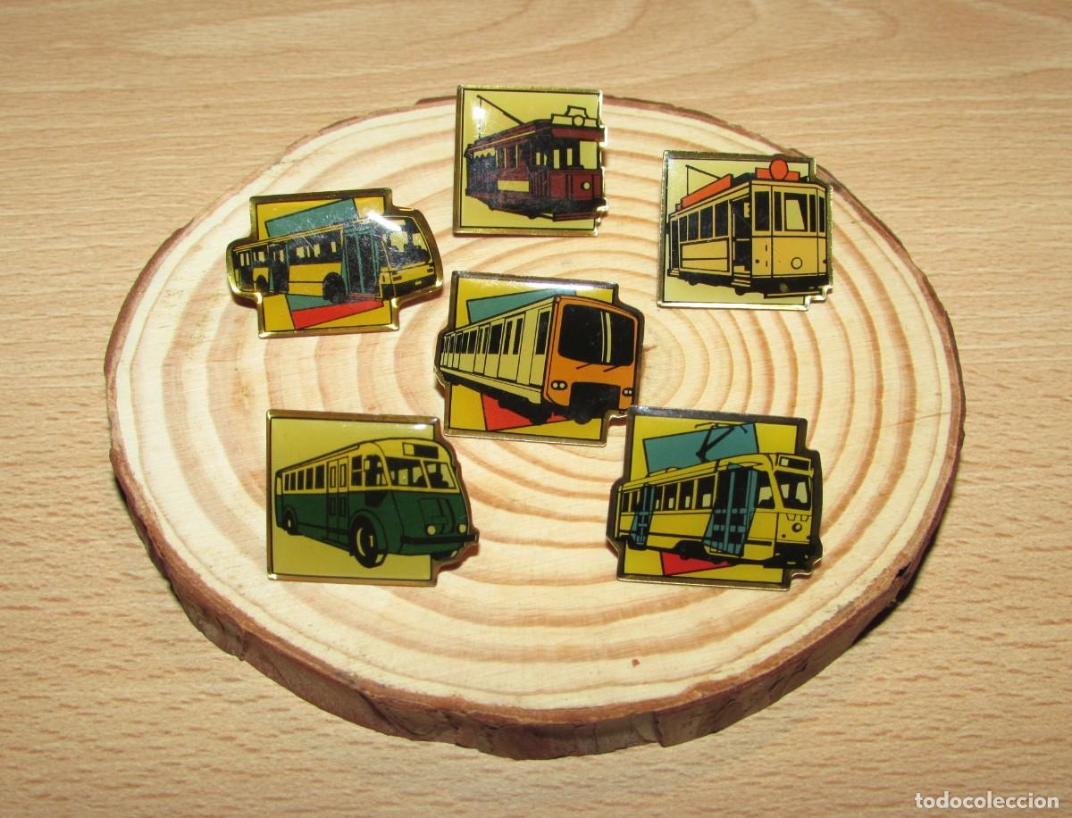 Pins de colecci&oacute;n: Lote 6 pin pins broche vintage transporte p&uacute;blico urbano autob&uacute;s troleb&uacute;s metro tranv&iacute;a