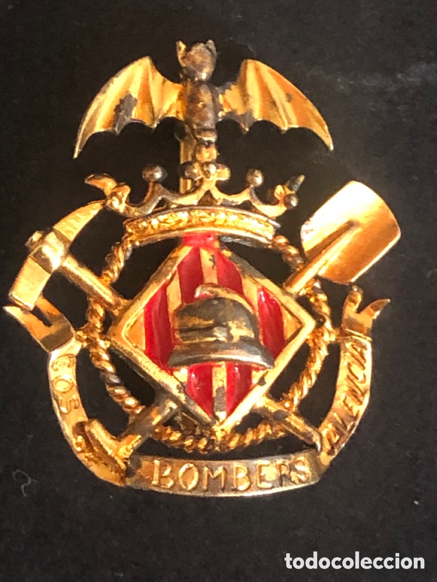 Pins de colecci&oacute;n: Antiguo Broche bomberos de Valencia 3x2cm