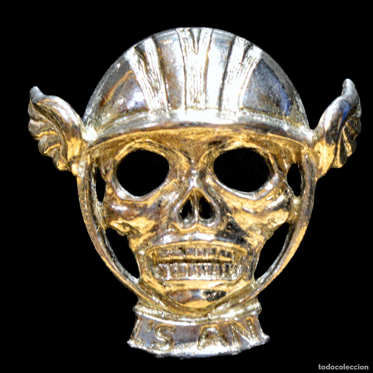 Pins de colecci&oacute;n: PIN BROCHE DE AGUJA MET&Aacute;LICO CALAVERA CASCO ALADO PILOTO MOTERO