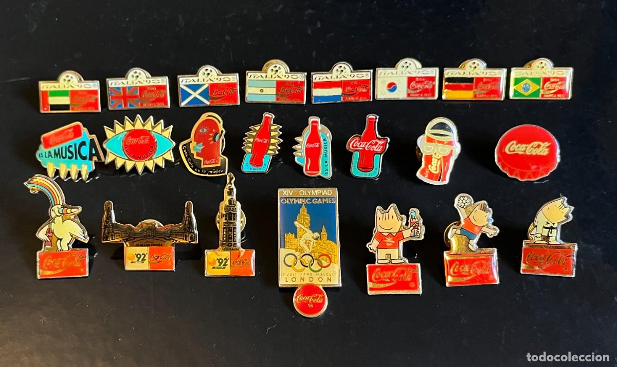 Pins de colecci&oacute;n: LOTE 23 PINS ANTIGUOS COCA COLA VARIADOS