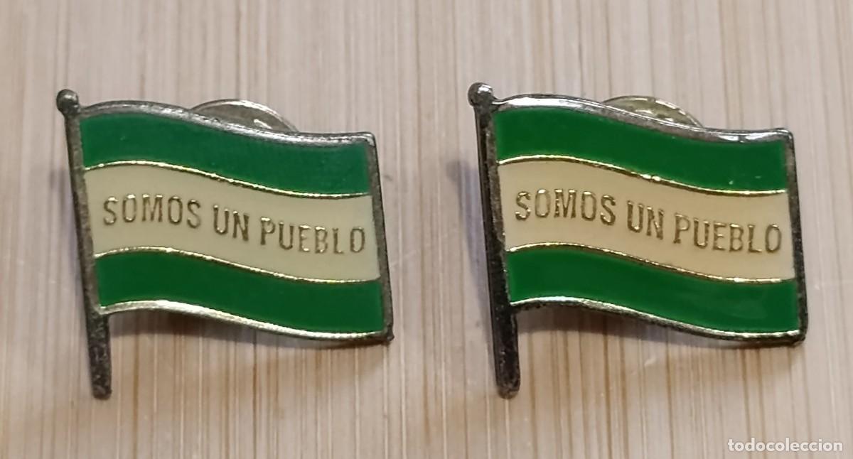 Pin's de collection: Lote 2 Pines Bandera de Andaluc&iacute;a Somos un Pueblo Reivindicaci&oacute;n Andalucista 28-F
