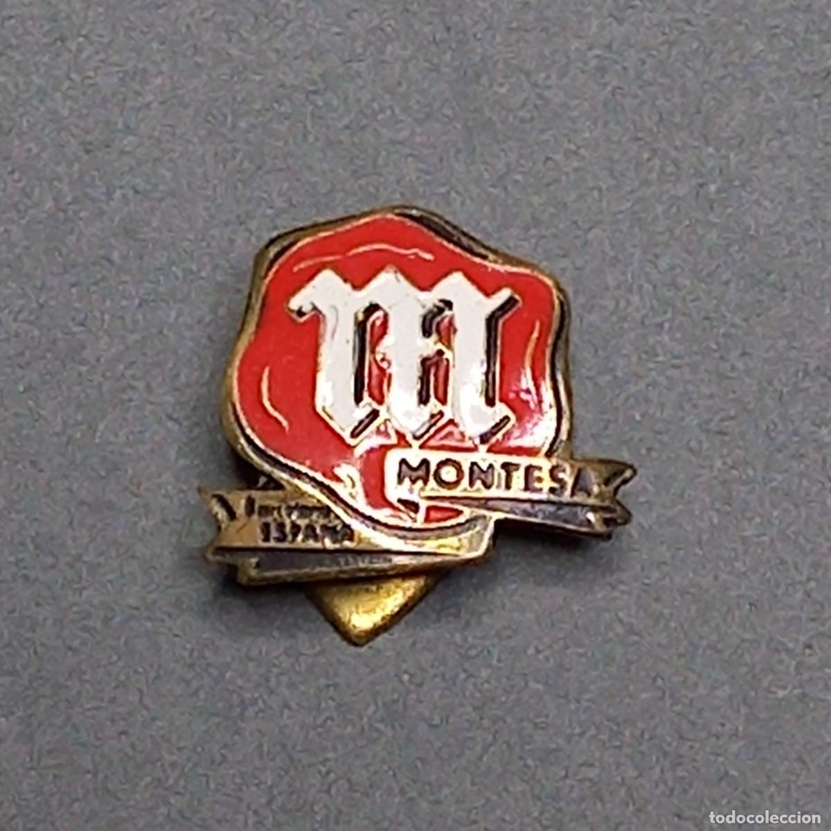 Pin's de collection: Antigua insignia Motocicletas Montesa, P Permanyer y FJ Bult&oacute; para ojal de solapa, a&ntilde;os 60 Barcelona