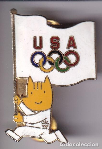 Pin's de collection: PIN DE COBI CON LA BANDERA OLIMPICA USA (OLYMPIC GAMES) BARCELONA 1992