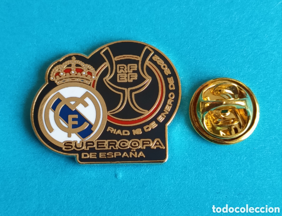 Pin's de collection: PIN FUTBOL - ESMALTE - FINAL SUPER COPA DE ESPA&Ntilde;A 2022 - CAMPEON REAL MADRID - COLOR NEGRO