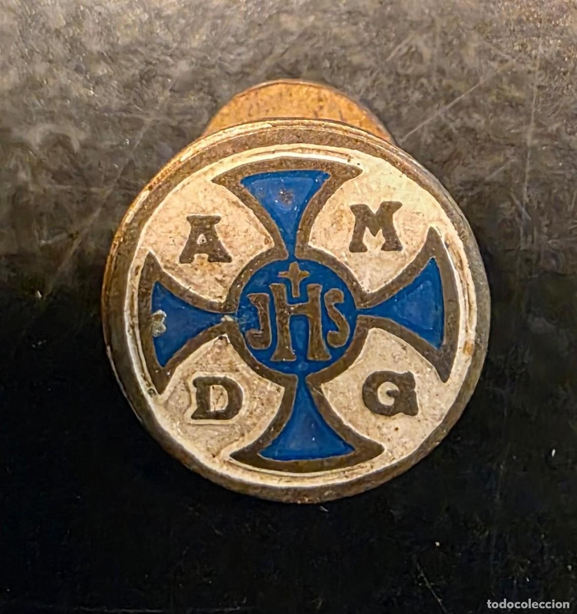 Collection pins: Antigua Insignia Religiosa AMDG &ndash; Cruz Azul JHS &ndash; Ad Maiorem Dei Gloriam &ndash; 1,5 cm