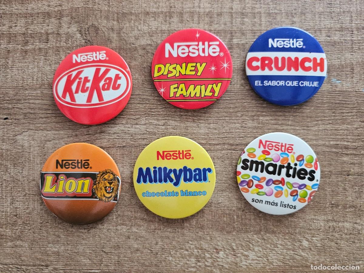 Pins de colecci&oacute;n: NESTLE - Lote de seis chapas insignia publicitarias con imperdible