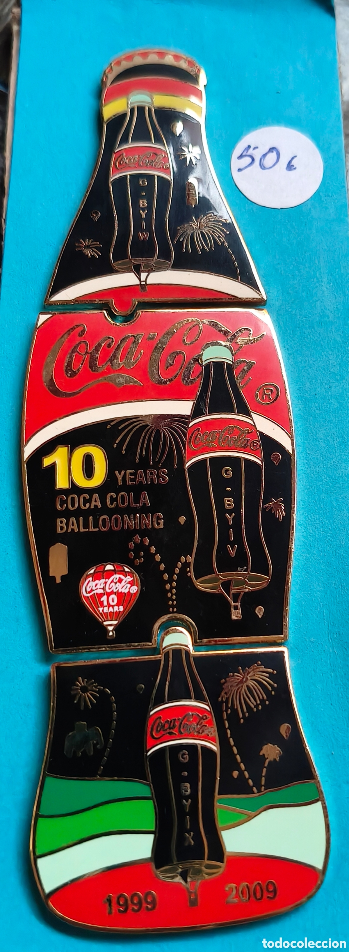 Pins de colecci&oacute;n: Conjunto pins botella coca cola globos