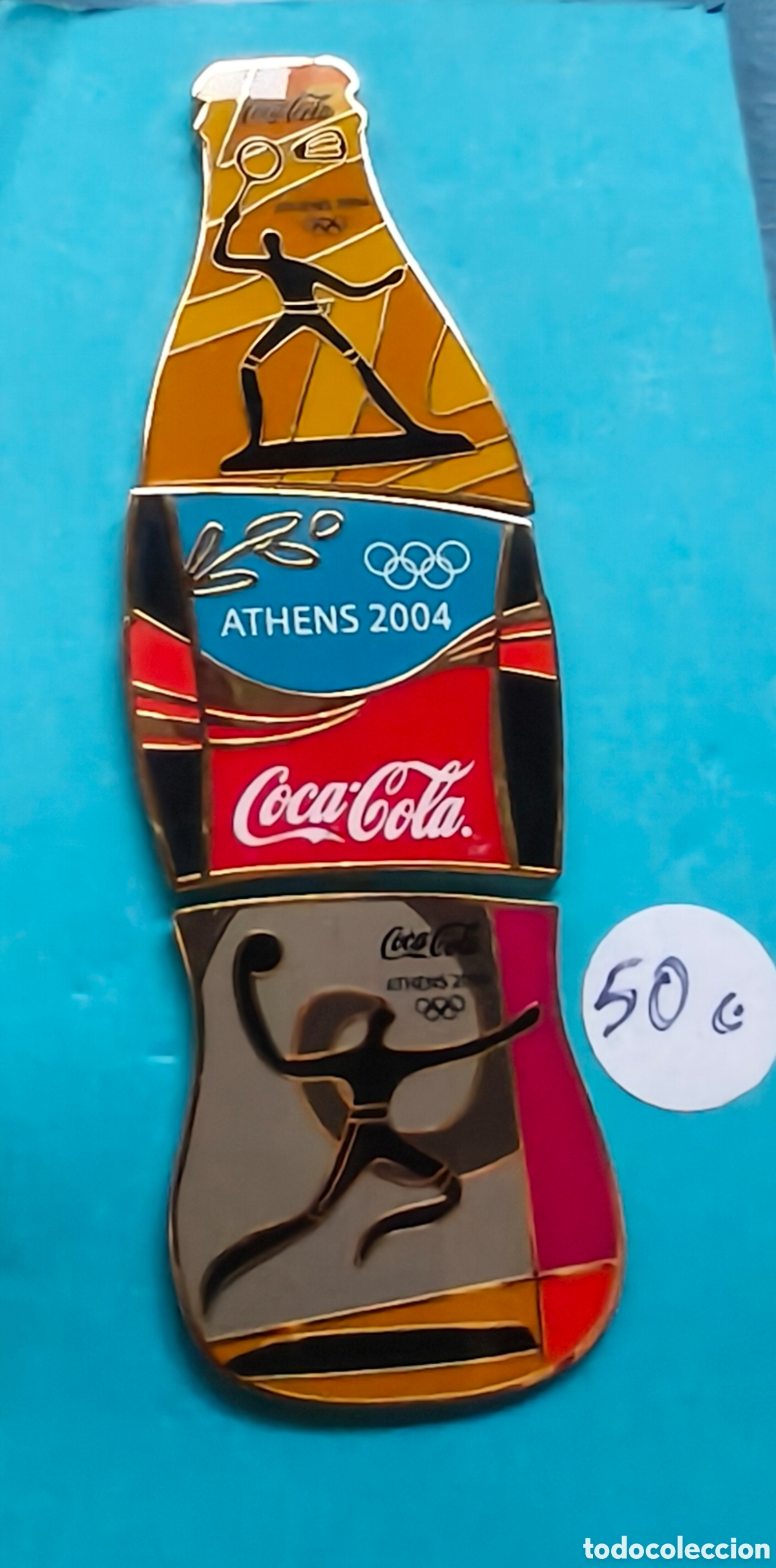 Pins de colecci&oacute;n: Conjunto pins botella coca cola olimpiadas Atenas 2004