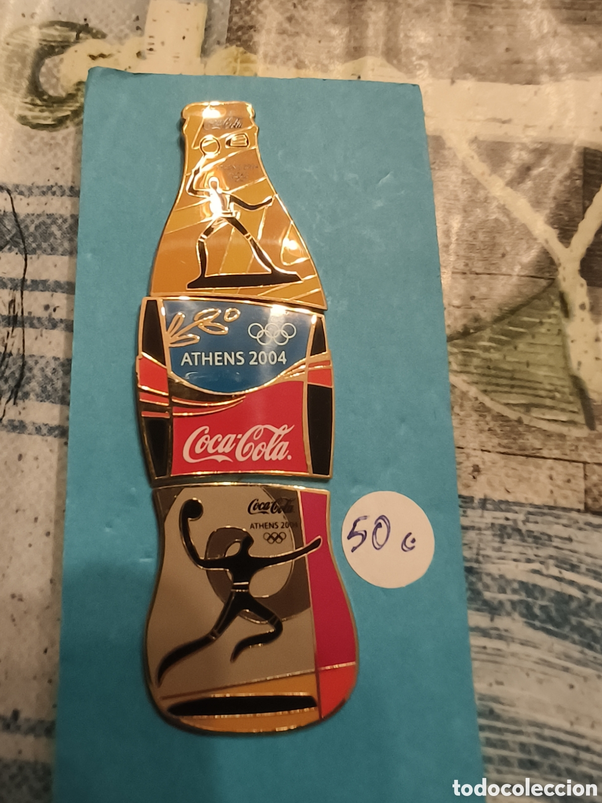 Pins de colecci&oacute;n: Conjunto pins botella coca cola olimpiadas Atenas 2004
