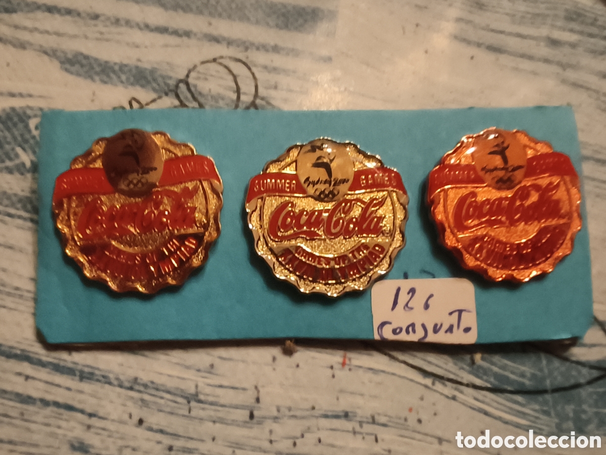 Pins de colecci&oacute;n: Conjunto pins coca cola medallas olimpiadas Sidney 2000