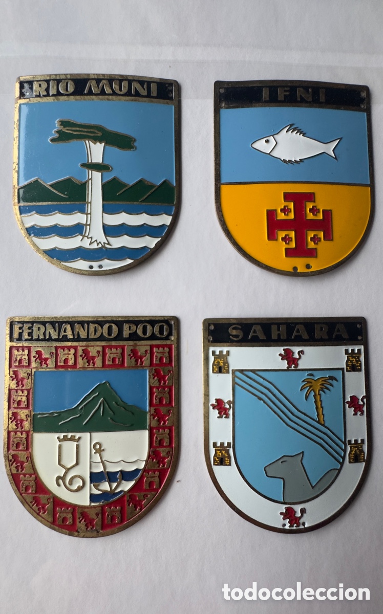 Pins de colecci&oacute;n: Lote 4 Insignias OJE Provincias de &Aacute;frica - RIO MUNI-IFNI-SAHARA- FERNANDO POO