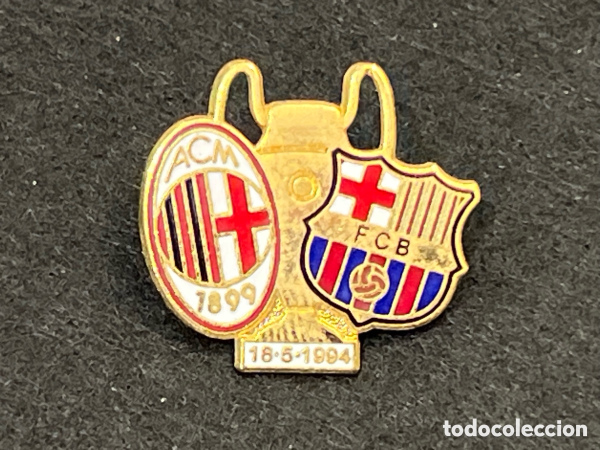 Pins de colecci&oacute;n: PIN FC BARCELONA AC MIL&Aacute;N FINAL COPA DE EUROPA ATENAS INSIGNIA CHAMPIONS LEAGUE BAR&Ccedil;A.