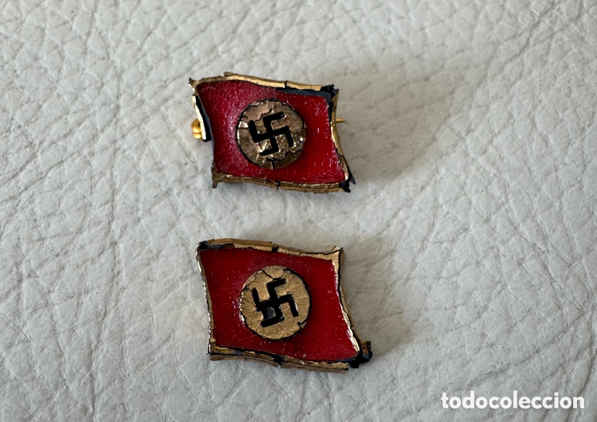 Pins de colecci&oacute;n: Pin original bandera NSDAP, modelo temprano 1933-35. Hitler. III Reich. Esvastica. Nazi