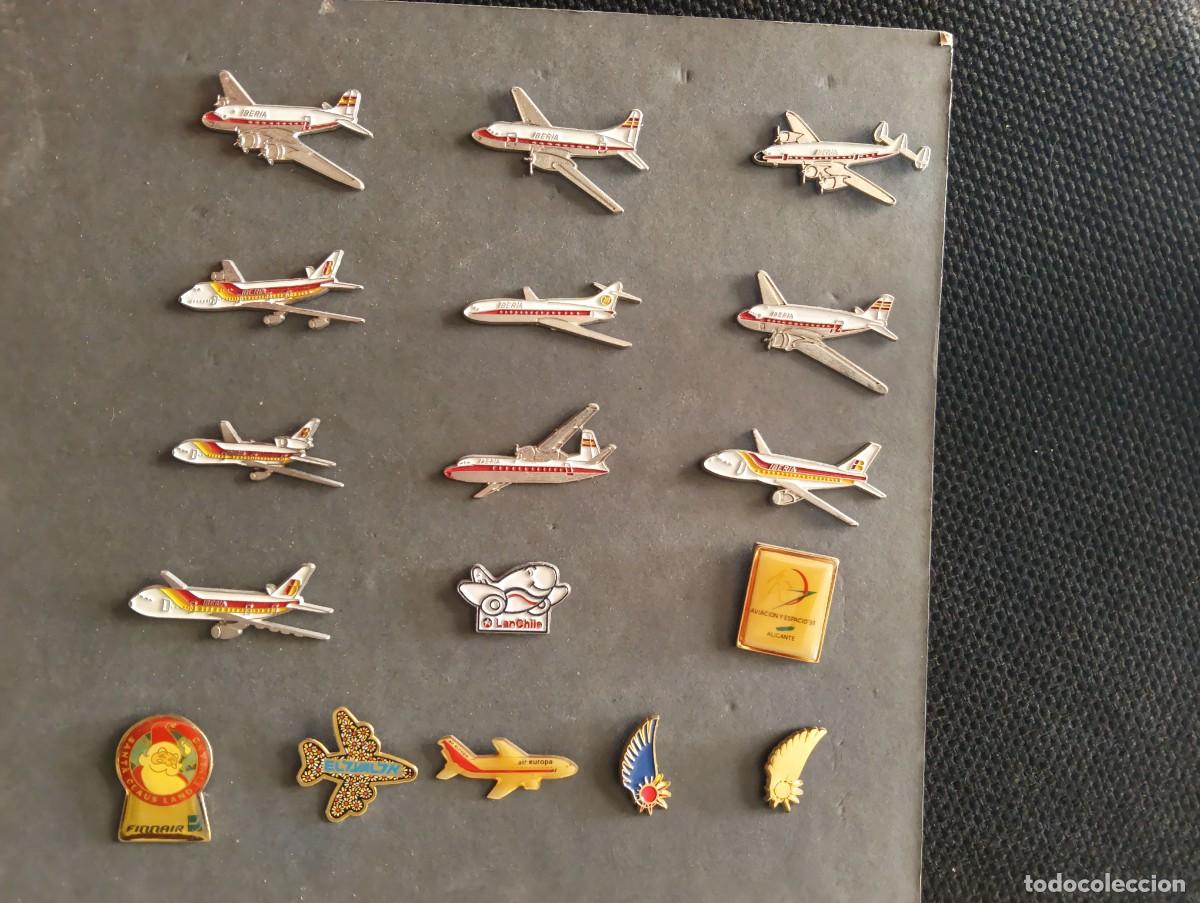 Pins de colecci&oacute;n: LOTE DE 17 PINS / INSIGNIAS DE LINEAS AREAS COMERCIAALES AVIACION - IBERIA Y OTRAS - A&Ntilde;OS 80
