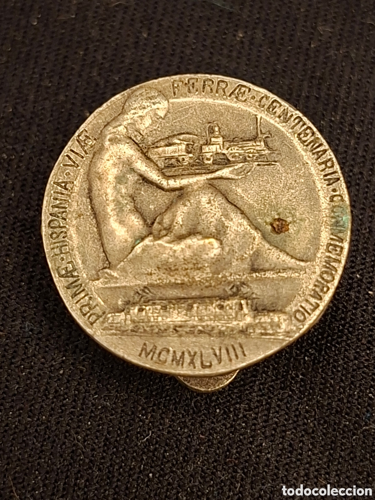 Pins de colecci&oacute;n: Insignia de solapa Conmemoraci&oacute;n del Centenario de las Primeras V&iacute;as F&eacute;rreas de Espa&ntilde;a 1848. MTC6
