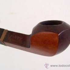Pipas de fumar: INTERESANTE PIPA BRUYERE EXTRA BOBBY CON ANILLO DE LATON (PEQUEÑA GRIETA EN BOQUILLA, 12CM APROX)