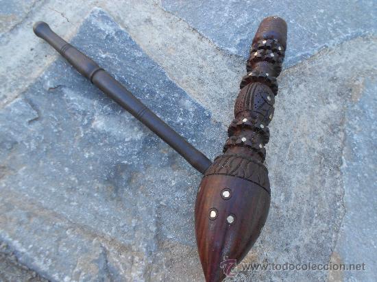 Pipas de fumar: PIPA DE MADERA CON INCRUSTACIONES DE METAL - Foto 1