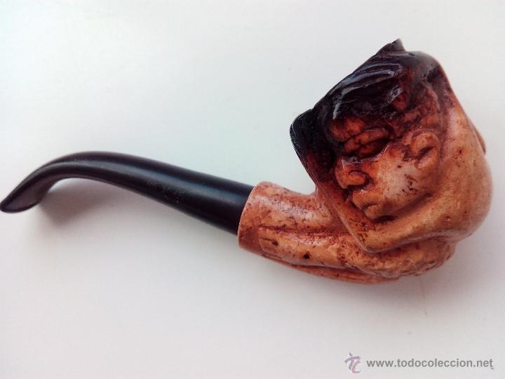 Pipas de fumar: Pipa de espuma de mar con forma de cara de indigena. - Foto 3