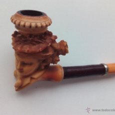 Pipas de fumar: PIPA DE ESPUMA DE MAR CON FORMA DE BUSTO DE SEÑORA CON SOMBRERO ESTILO S.XIX.