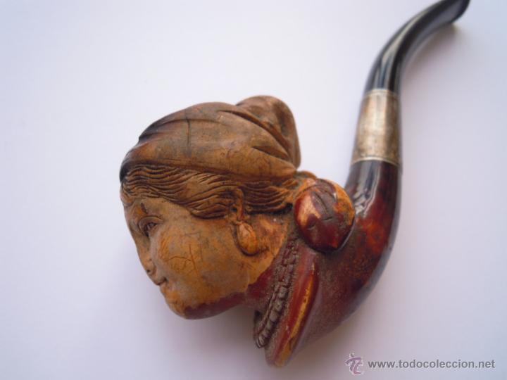 Pipas de fumar: PIPA CON CABEZA DE MUJER Y FUNDA - Foto 1