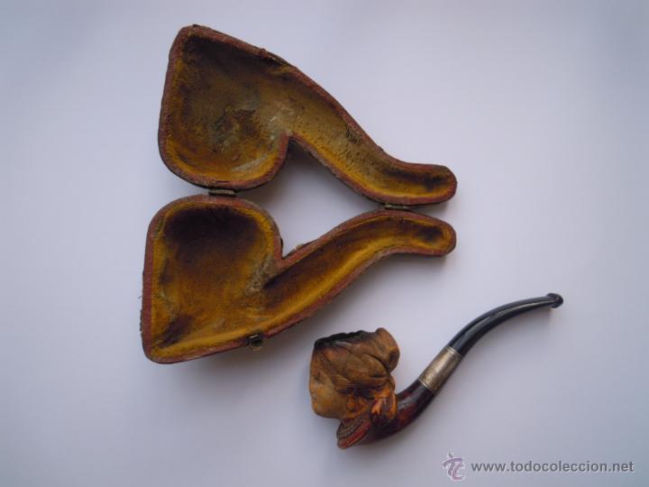 Pipas de fumar: PIPA CON CABEZA DE MUJER Y FUNDA - Foto 2