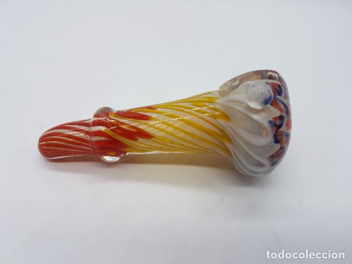 Pipas de fumar: Preciosa pipa para fumar fabricada a mano en cristal de murano de tonos rojos y amarillos. - Foto 2 - 86628624