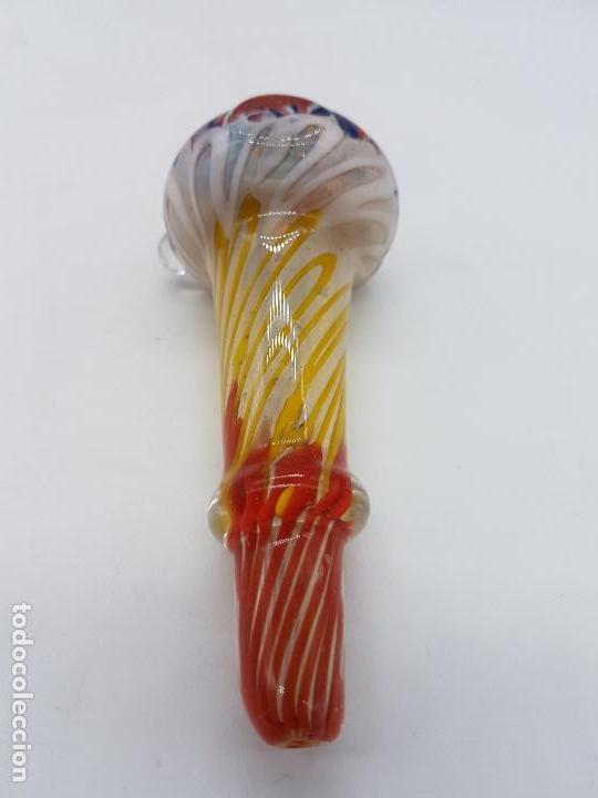 Pipas de fumar: Preciosa pipa para fumar fabricada a mano en cristal de murano de tonos rojos y amarillos. - Foto 5 - 86628624