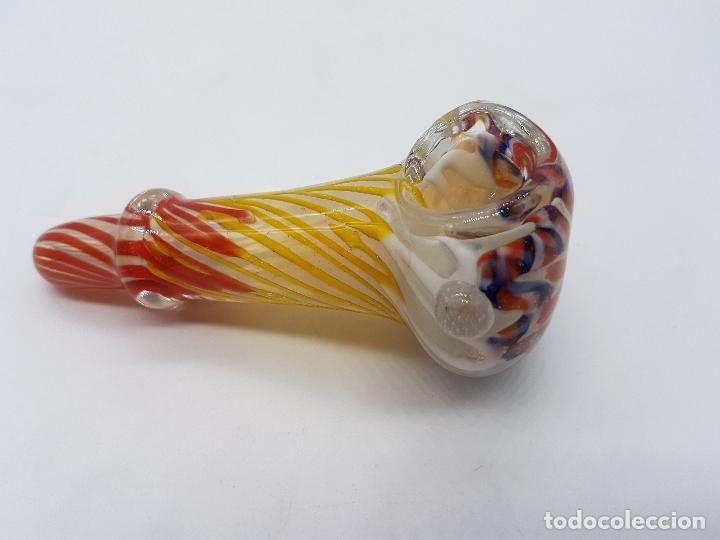 Pipas de fumar: Preciosa pipa para fumar fabricada a mano en cristal de murano de tonos rojos y amarillos. - Foto 6 - 86628624