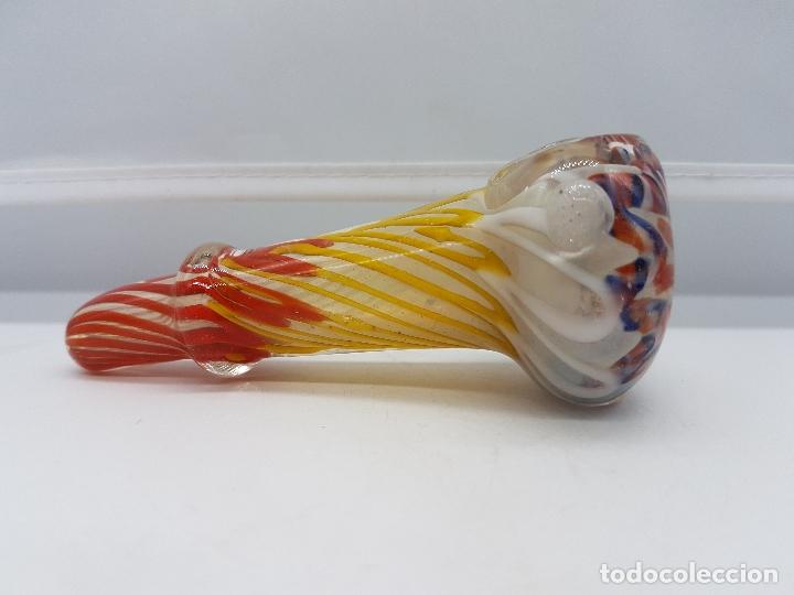 Pipas de fumar: Preciosa pipa para fumar fabricada a mano en cristal de murano de tonos rojos y amarillos. - Foto 7 - 86628624