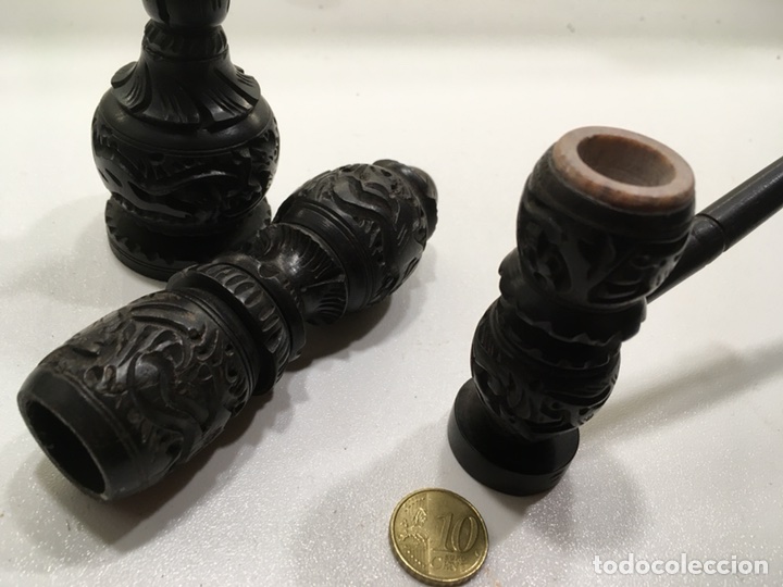 Pipas de fumar: 3 pipas talladas &eacute;bano - Foto 1