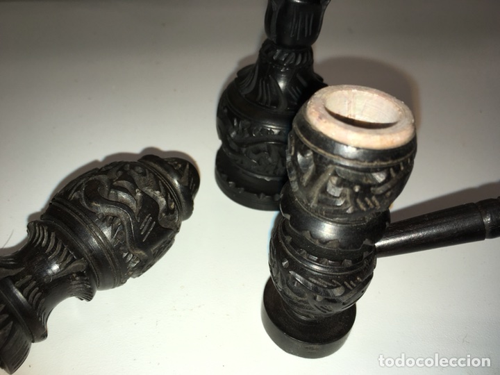 Pipas de fumar: 3 pipas talladas &eacute;bano - Foto 2