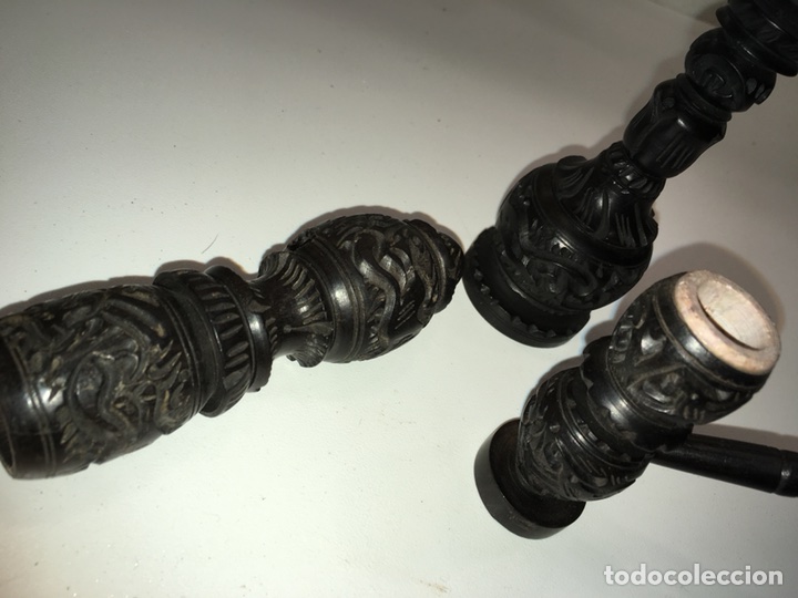 Pipas de fumar: 3 pipas talladas &eacute;bano - Foto 3