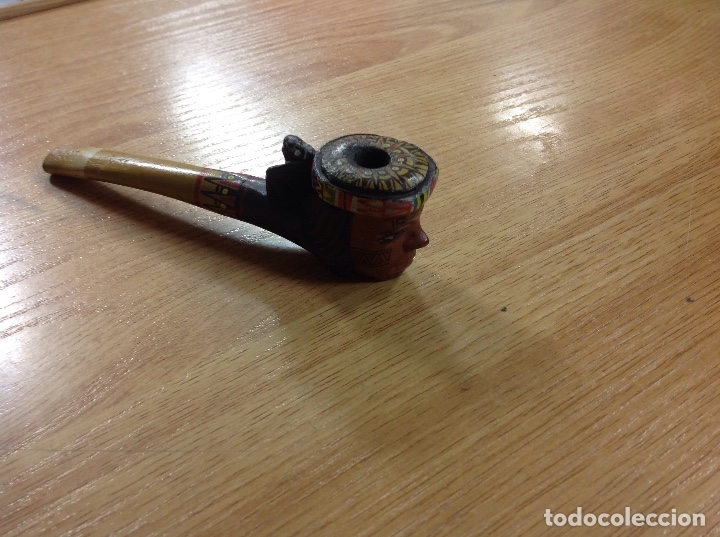 Pipas de fumar: Pipa en madera pintada azteca y labrada - Foto 4