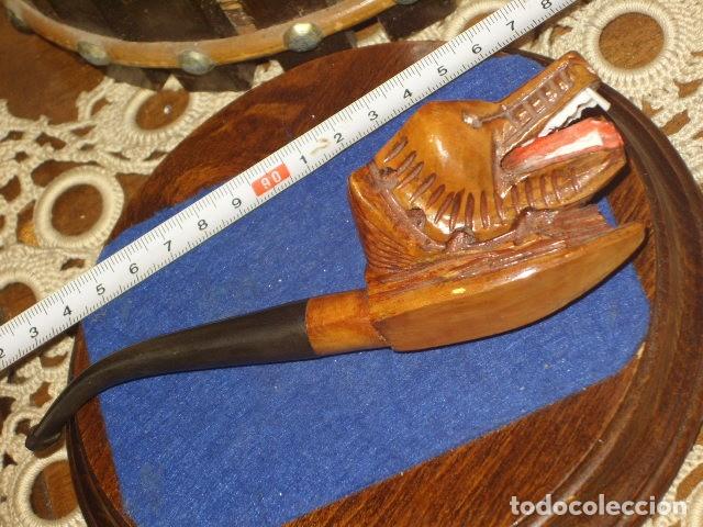 Pipas de fumar: PIPA DE TABACO DE MADERA TALLADA.LOBO. - Foto 7