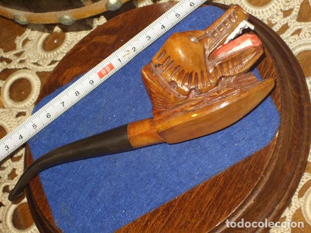 Pipas de fumar: PIPA DE TABACO DE MADERA TALLADA.LOBO. - Foto 8