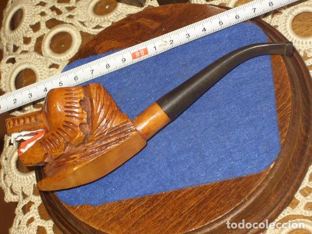 Pipas de fumar: PIPA DE TABACO DE MADERA TALLADA.LOBO. - Foto 9