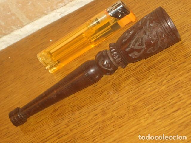 Pipas de fumar: PIPA TALLADA DE MADERA DE EBANO. - Foto 6