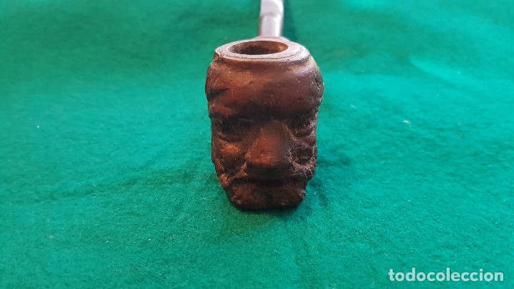 Pipas de fumar: PIPA DE FUMAR CON CABEZA TALLADA EN MADERA - Foto 3