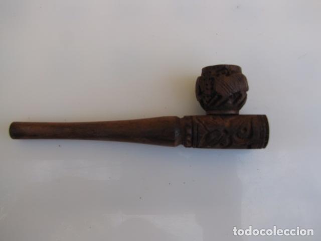 Pipas de fumar: Pipa de opio. Madera tallada - Foto 2