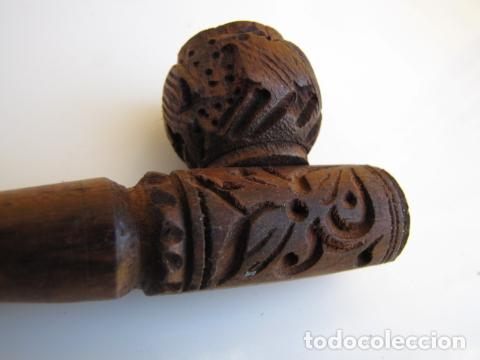Pipas de fumar: Pipa de opio. Madera tallada - Foto 3