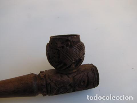 Pipas de fumar: Pipa de opio. Madera tallada - Foto 4