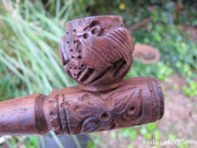 Pipas de fumar: Pipa de opio. Madera tallada - Foto 1