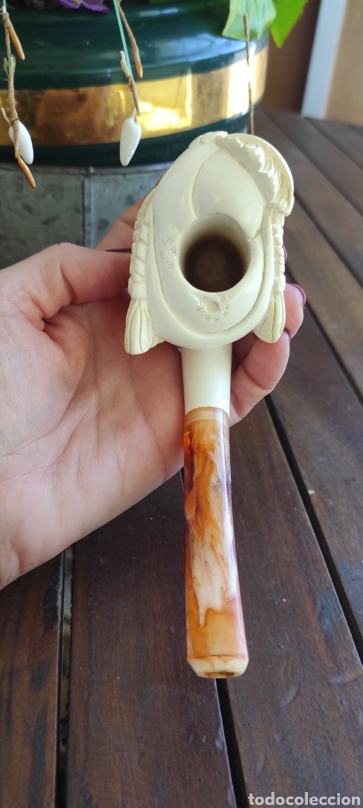 Pipas de fumar: Pipa tallada espuma de mar cara turca. - Foto 2