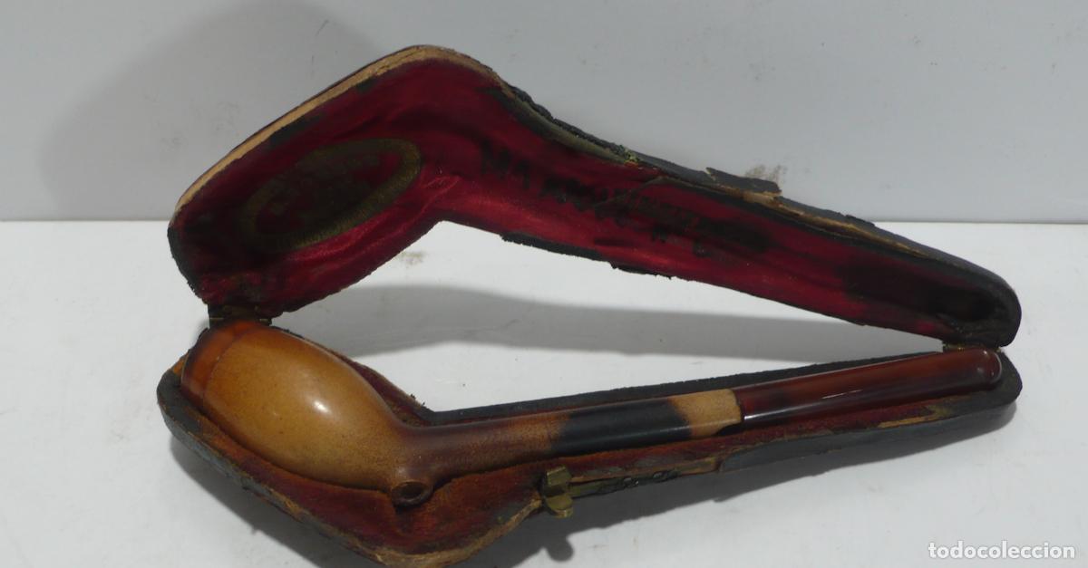 Pipas de fumar: pipa en madera y ambar con su estuche - Foto 1